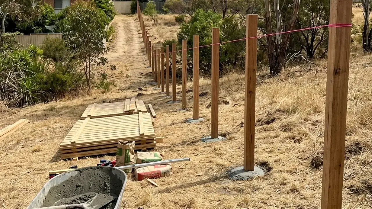 Tubular steel perimeter fence being installed at a Toowoomba commercial site